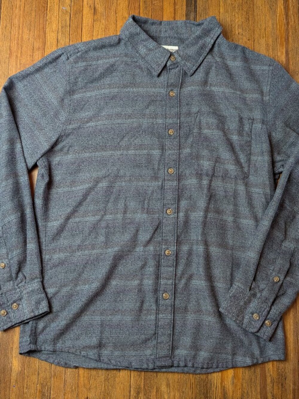 Marmot Mountain Works Men’s Medium Gray Herringbone Flannel Shirt